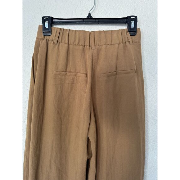 Z Supply Lucy Twill Pants Trousers Elastic Wait Pleated Front Carmel Brown Small - Picture 6 of 8